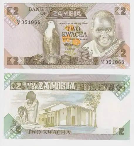 2 Kwacha Banknote Zambia Sambia kassenfrisch UNC (152739)