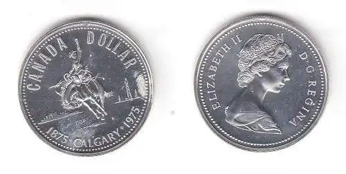 1 Dollar Silber Münze Canada Kanada 100 Jahre Stadt Calgary 1975 (112540)