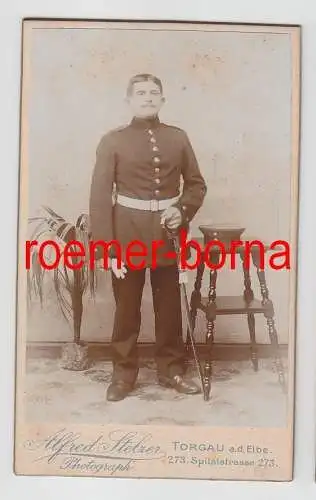 71071 Original Kabinett Foto Soldat mit Säbel Torgau um 1915