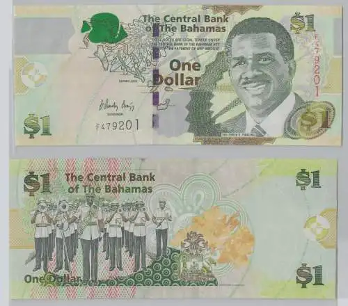 1 Dollar Banknote Central Bank of the Bahamas 2008 Kassenfrisch UNC (153372)