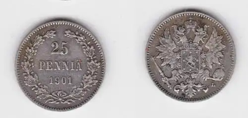 25 Penniä Silber Münze Finnland 1901 f.vz (152849)