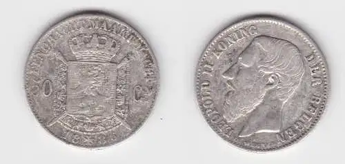 50 Centimes Silber Münze Belgien 1886 ss (152848)