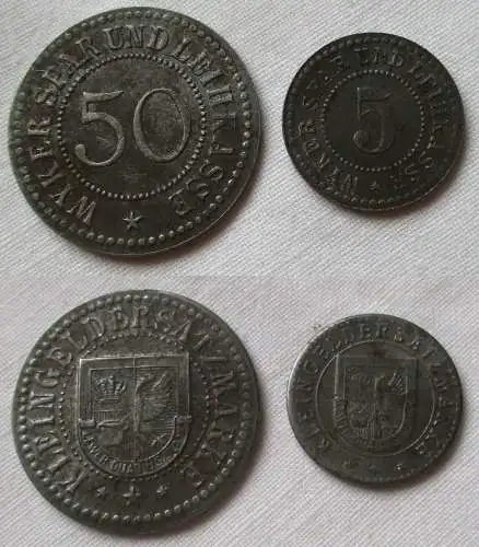 5 & 50 Pfennig Eisen Münze Notgeld Spar & Leihkasse Wyk auf Föhr (137145)