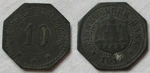 10 Pfennig Zink Münze Notgeld Pinneberger Bank 1917  (130157)