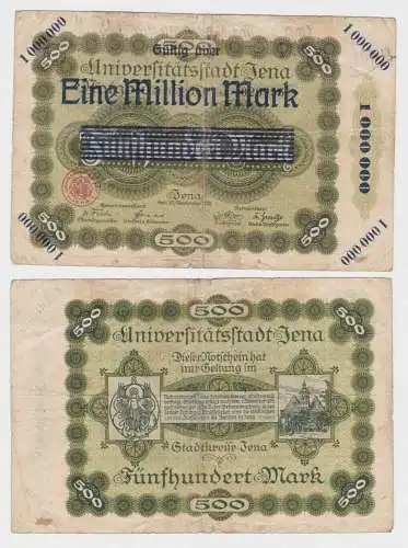 1 Million Mark auf 500 Mark Banknote Universitätsstadt Jena 1922 (148741)
