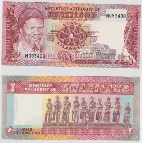 1 Lilangeni Banknote Swasiland Swaziland (1974) bankfrisch UNC Pick 1 (131168)