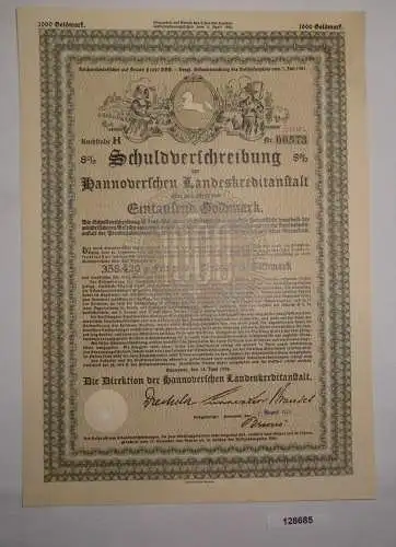 1000 Goldmark Schuldverschreibung Hannoverschen Landeskreditanstalt 1926 /128685