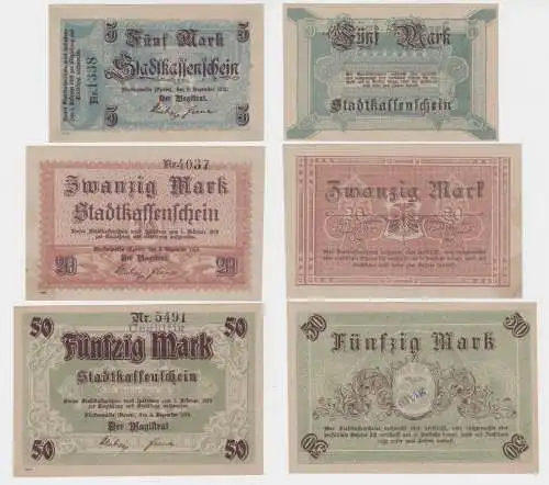 5, 20 und 50 Mark Banknoten Notgeld Stadt Fürstenwalde 1918 (136259)
