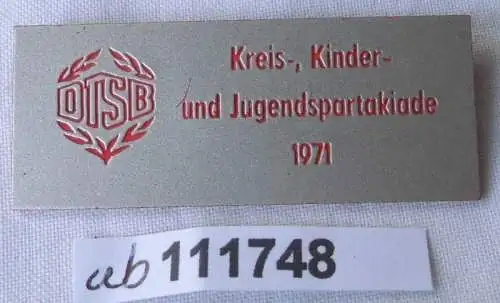 DDR Abzeichen DTSB Kinder- und Jugendspartakiade 1971 (111748)