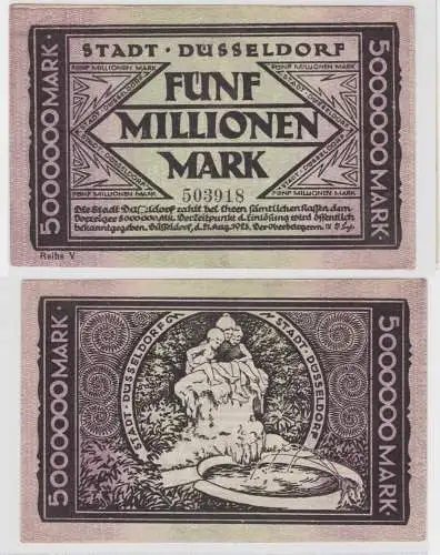 5 Millionen Mark Banknote Inflation Stadt Düsseldorf 21.8.1923 (135799)