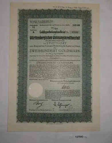 200 Goldmark Pfandbrief Württembergische Wohnungskreditanstalt 30.4.1931 /127543