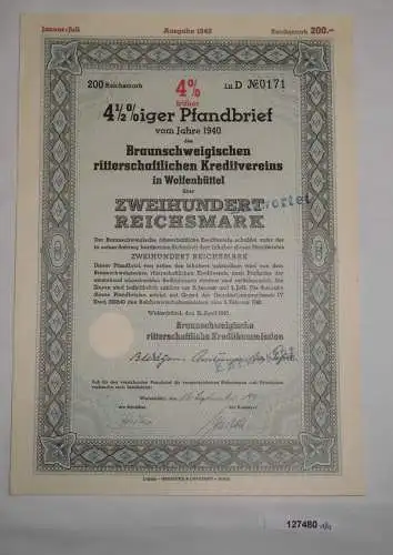 200 RM Pfandbrief Braunschweigischer ritterschaftl. Kreditverein 1940 (127480)