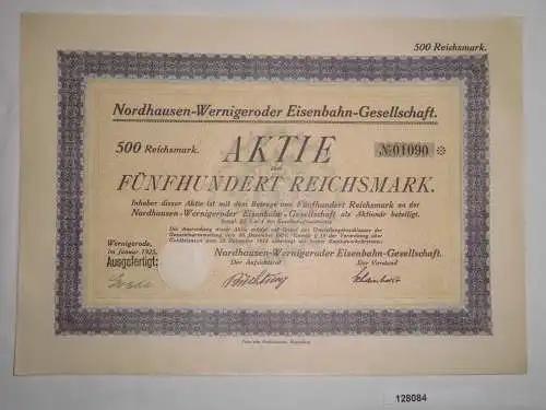 500 RM Aktie Nordhausen-Wernigeroder Eisenbahn-Gesellschaft Januar 1925 (128084)
