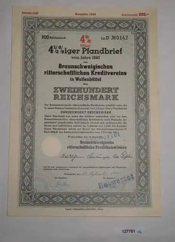 200 RM Pfandbrief Braunschweigischer ritterschaftl. Kreditverein 1940 (127781)