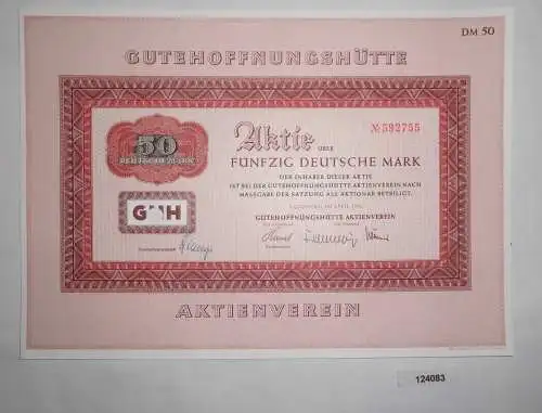 50 Mark Aktie Gutehoffnungshütte Aktienverein Nürnberg April 1975 (124083)