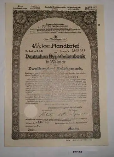 200 RM Pfandbrief Deutsche Hypothekenbank Weimar 1. November 1939 (128113)