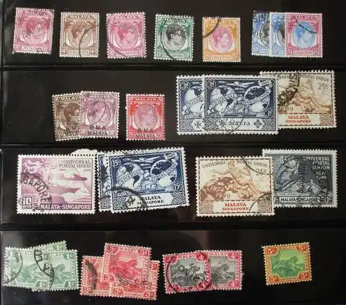 kleine Briefmarkensammlung mit 28 alten Briefmarken Malaya (140434)