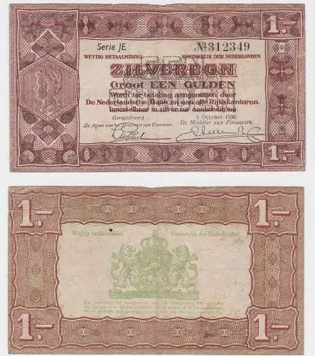 1 Gulden Banknote Niederlande 1. Oktober 1938 Serie JE (130042)