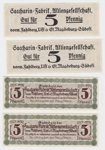 2 x 5 Pfennig Banknoten Notgeld Sacharin Fabrik Magdeburg vorm.Fahlberg (117432)