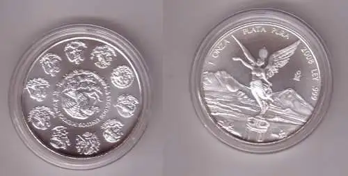 1 ONZA PLATA PURA Münze Mexiko 1 Unze 999 Silber TOP 2008 (111955)