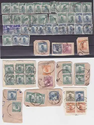 über 60 alte Briefmarken China Motiv Dschunke um 1910 (117015)