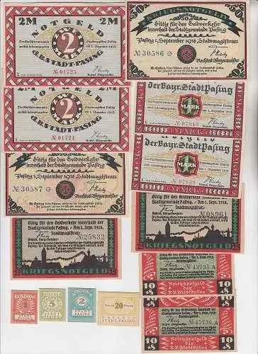 14 Banknoten Notgeld Stadt Pasing 1918 (113554)