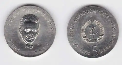 DDR Gedenk Münze 5 Mark Kurt Tucholsky 1990 Stempelglanz (141161)