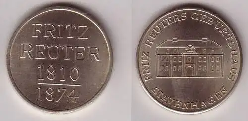 DDR Medaille Stavenhagen Fritz Reuters (1810-1874) Geburtshaus (113594)