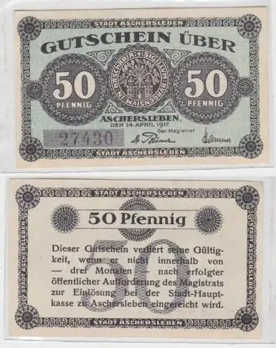 50 Pfennig Banknote Notgeld Stadt Aschersleben 14.4.1921 (108204)