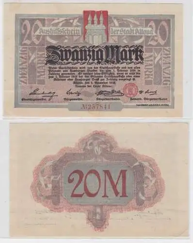 20 Mark Banknote Großnotgeld Stadt Altona 02.11.1918 (108945)