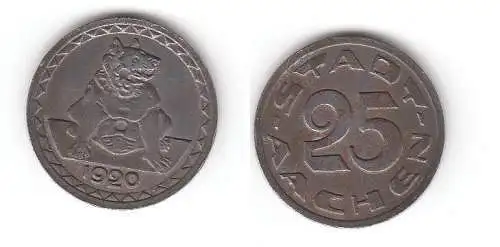 25 Pfennig Eisen Münze Notgeld Stadt Aachen 1920 (113259)