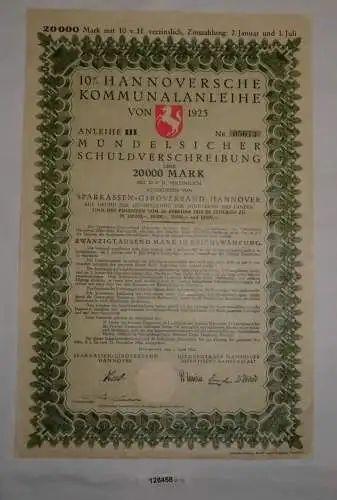 20000 Mark Schuldverschreibung Hannoversche Kommunalanleihe 1.4.1923 (128458)