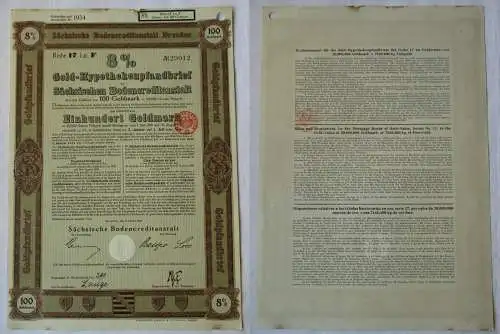100 Goldmark Pfandbrief Sächsische Bodencreditanstalt Dresden 4.01.1928 (121032)