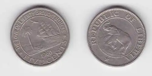 5 Cents Kupfer-Nickel Münze Liberia 1960 (151831)