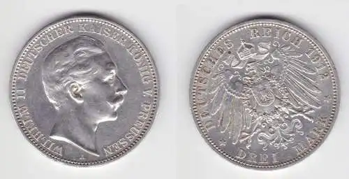 3 Mark Silbermünze Preussen Kaiser Wilhelm II 1912 A Jäger 103 ss (151700)