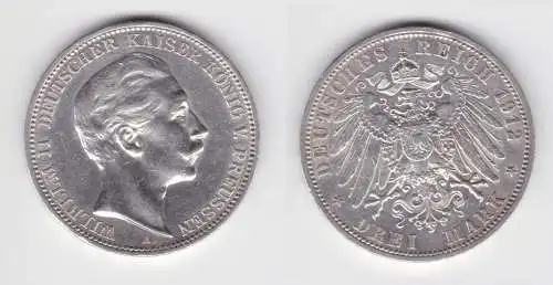 3 Mark Silbermünze Preussen Kaiser Wilhelm II 1912 A Jäger 103 ss (152118)