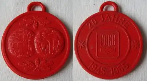 DDR Kunststoff Medaille 20 Jahre FDGB 1945-1965 (143295)