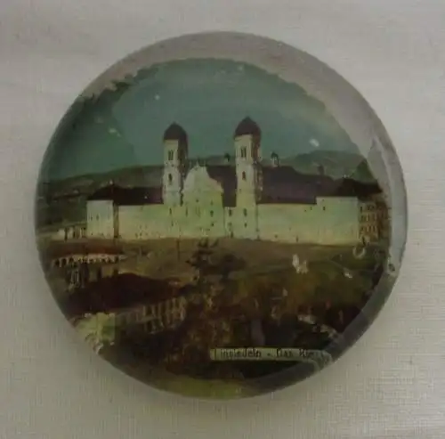Seltenes alter Briefbeschwerer Glas Einsiedeln das Kloster um 1920 (134136)