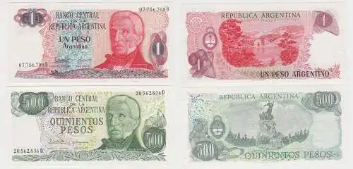 1 und 500 Pesos Banknoten Argentinien Argentina bankfrisch UNC (129684)