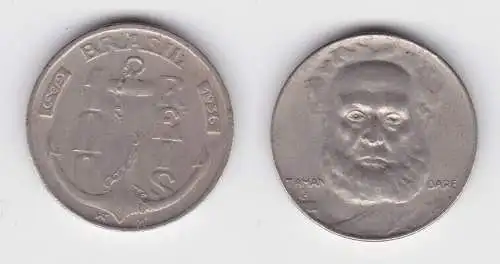 100 Reis Kupfer Nickel Münze Brasilien 1936 Taman Dare, Anker (138269)