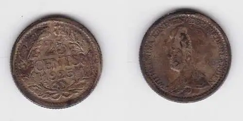 25 Cents Silber Münze Niederlande 1925 ss (136682)