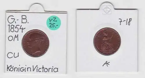 1 Farthing Kupfer Münze Großbritannien 1854 Victoria (133400)
