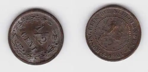 1/2 Cents Kupfer Münze Niederlande 1901 ss (133817)