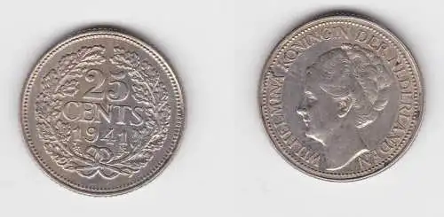25 Cents Silber Münze Niederlande 1941 vz (135054)