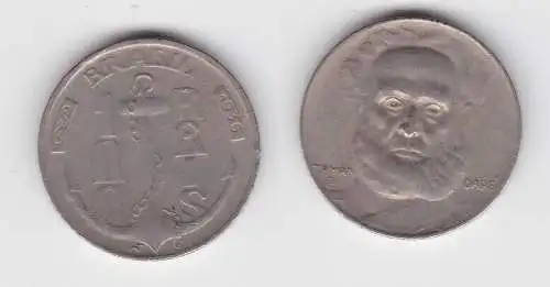 100 Reis Kupfer Nickel Münze Brasilien 1936 Taman Dare, Anker (130586)