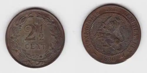 2 1/2 Cent Kupfer Münze Niederlande 1880 ss (133837)