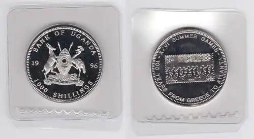 1000 Shillings Nickel Münze Uganda 1996 100 Jahre Olympische Spiele (133351)