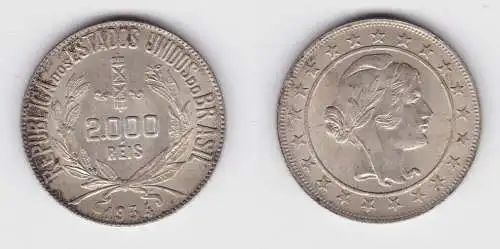 2000 Reis Silber Münze Brasilien 1934 vz (130937)