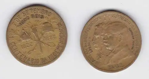 1000 Reis Messing Münze Brasilien 100 Jahre Unabhängigkeit Brasilien 1922(135222