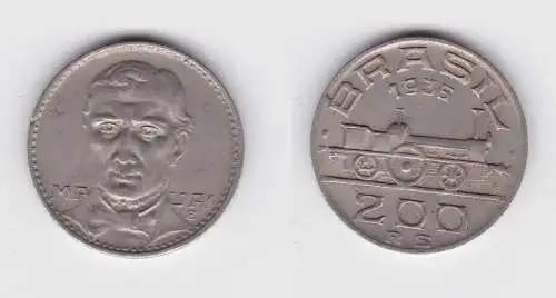 200 Reis Kupfer Nickel Münze Brasilien 1936 Maua, Eisenbahn (134006)